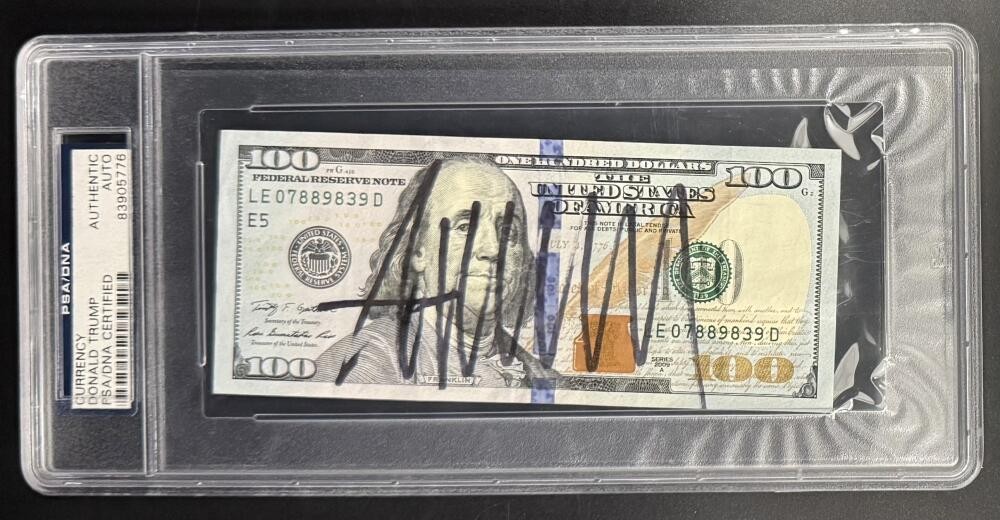 Donald Trump US President Signed Autograph PSA Slabbed Encapsulated 100$ Bill