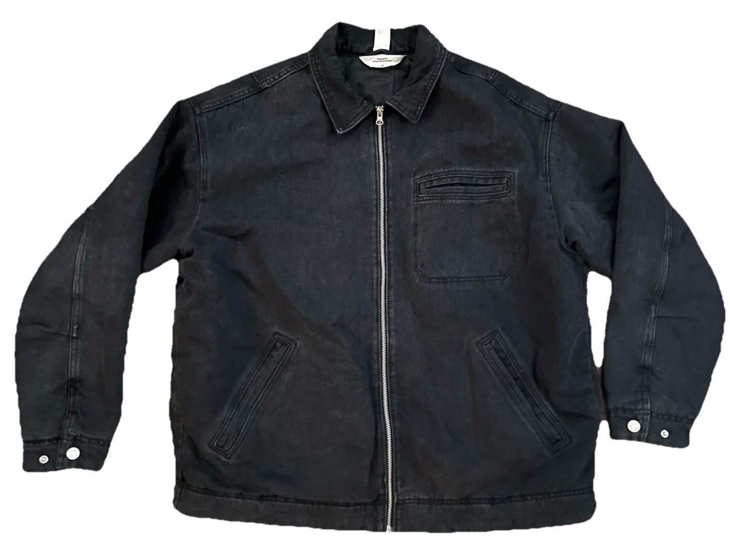 H&M Women’s Large Black Zip Front Denim Jacket Coat