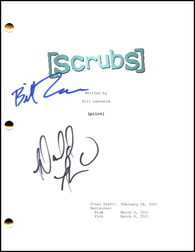 Donald Faison & Bill Lawrence Signed Autograph Scrubs Pilot Script Screenplay