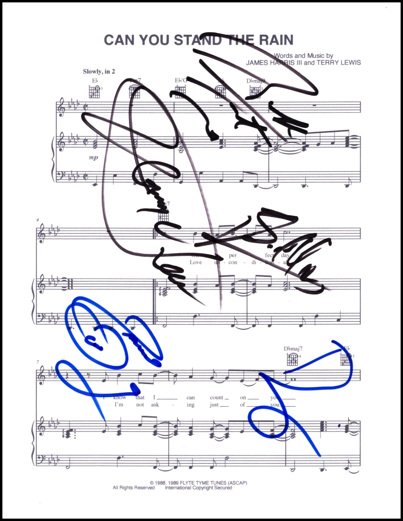 New Edition Band x5 Signed Autograph Can You Stand the Rain Sheet Music