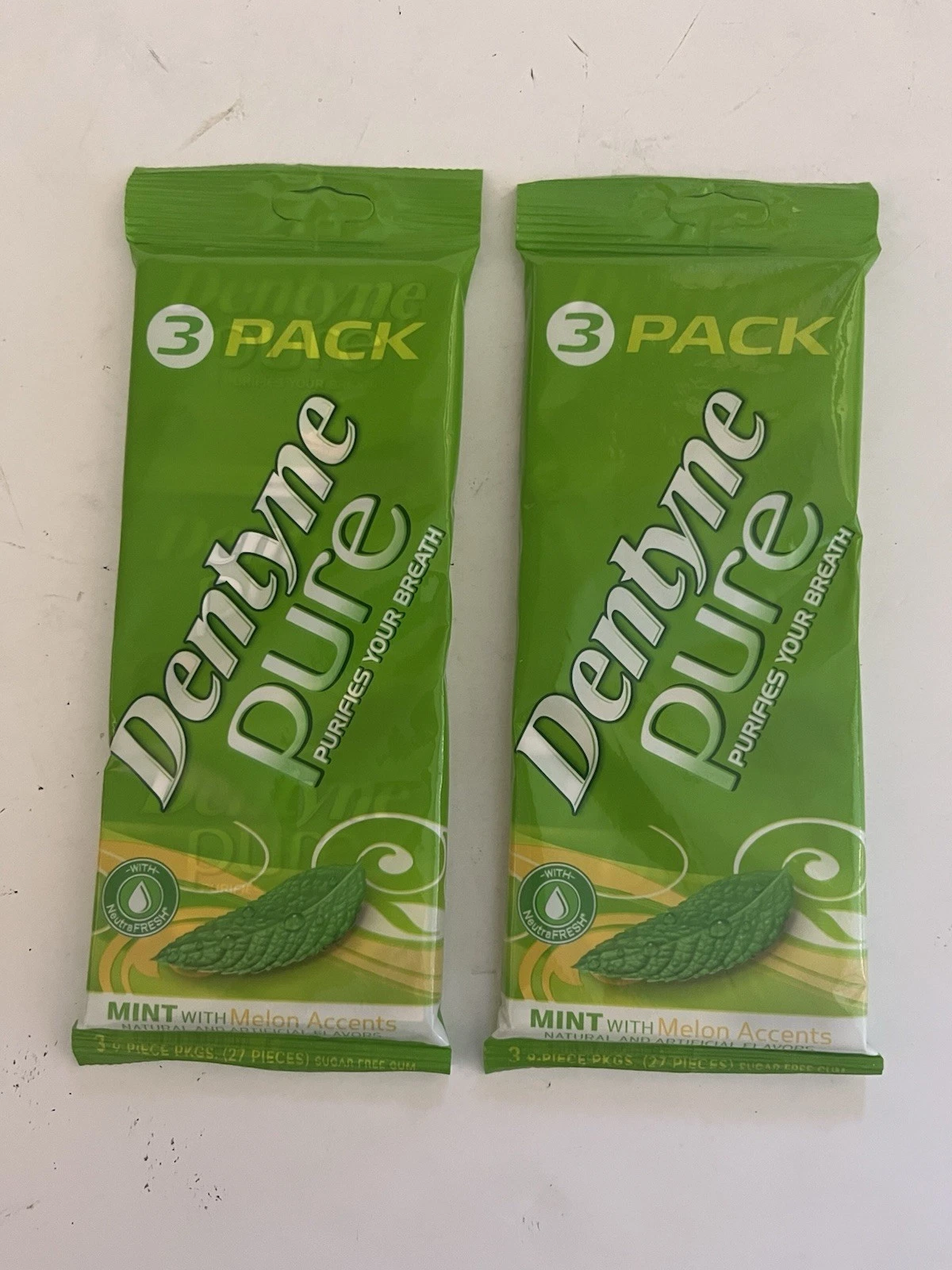Dentyne Pure Mint w/Melon Accents Sugar Free Gum 6 Packs 9 Pieces Each