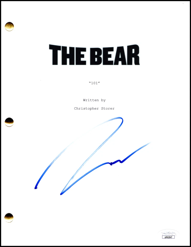 Jeremy Allen White Signed Autograph The Bear Pilot Script Screenplay w/ JSA COA