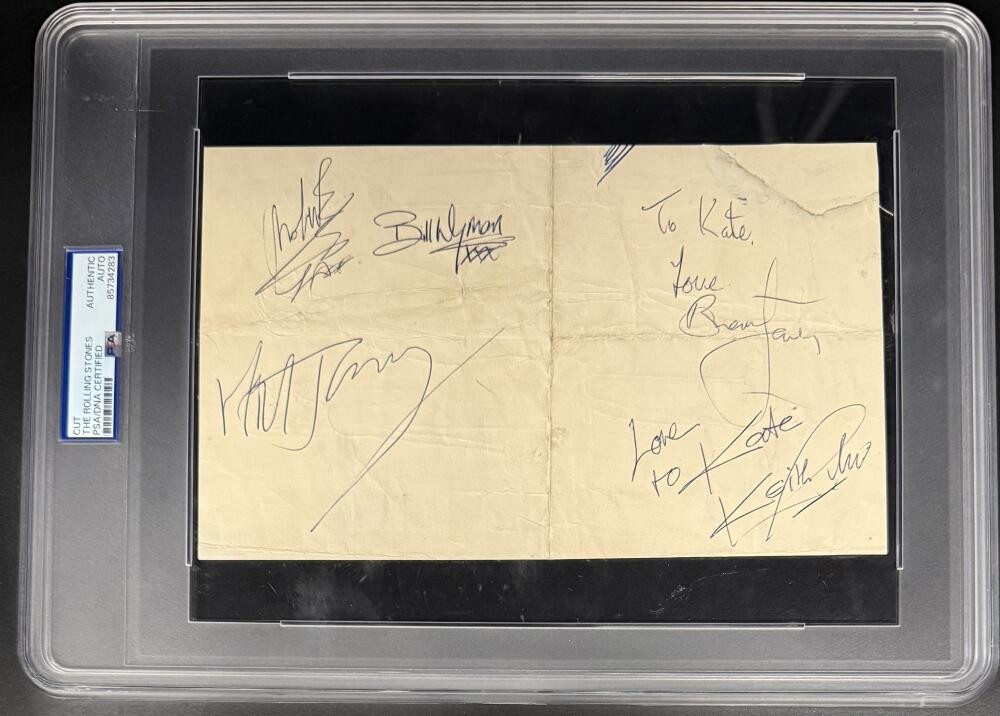 Rolling Stones Jagger Richards 5x Signed Autograph PSA/DNA Encapsulated Cut COA