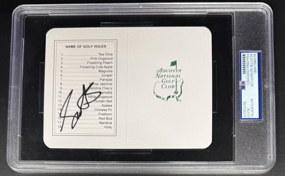 Scottie Scheffler Masters Scorecard Encapsulated Signed Autograph PSA/DNA COA D