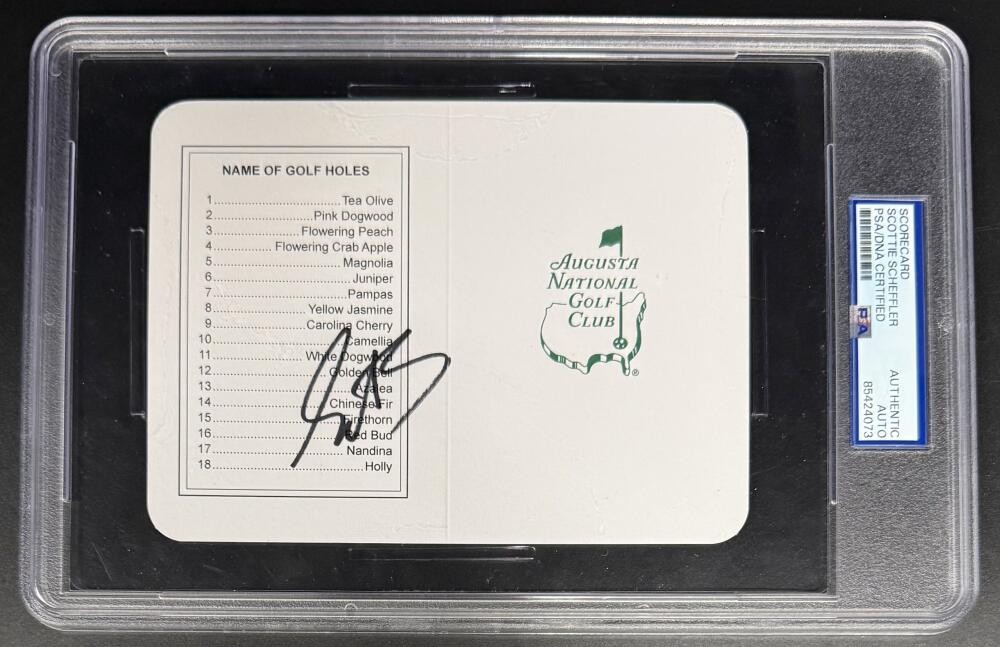 Scottie Scheffler Masters Scorecard Encapsulated Signed Autograph PSA/DNA COA E