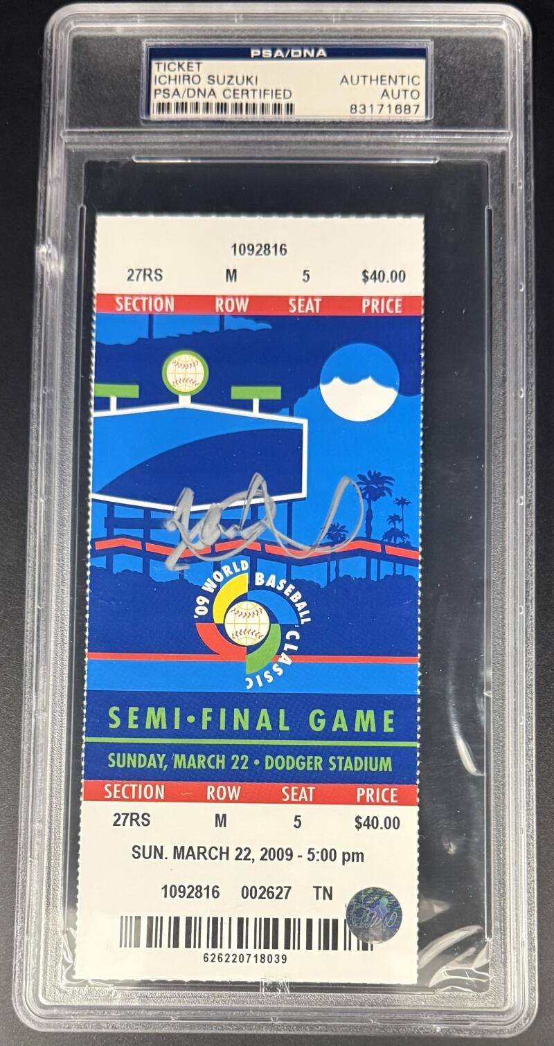 Ichiro Suzuki Signed Autograph Encapsulated WBC Final 2009 Ticket PSA/DNA COA