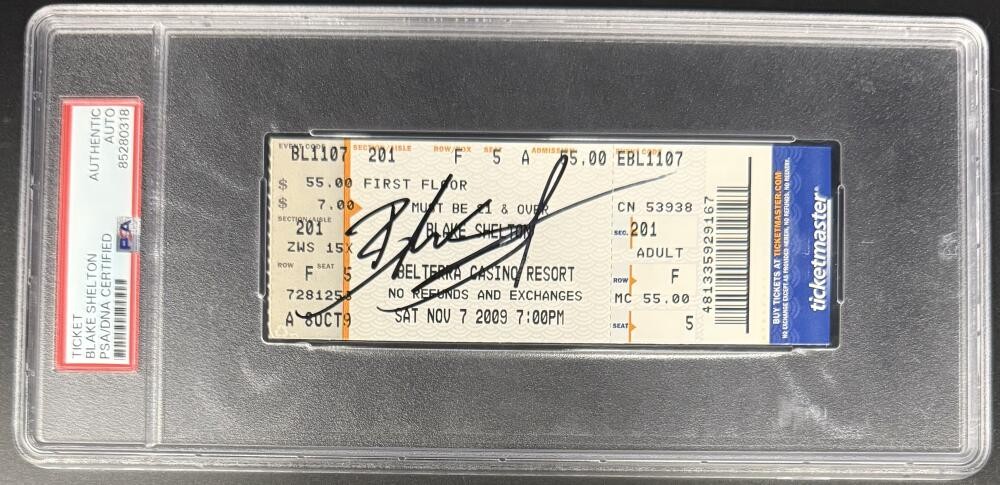 Blake Shelton Signed Autograph Original 2009 Encapsulated Ticket PSA/DNA COA