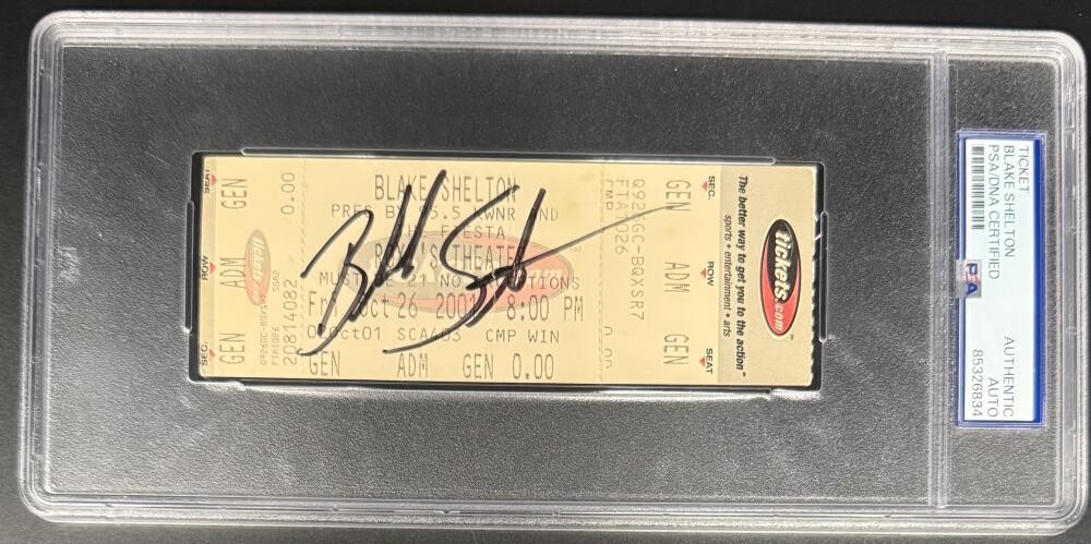 Blake Shelton Signed Autograph Original 2001 Encapsulated Ticket PSA/DNA COA C