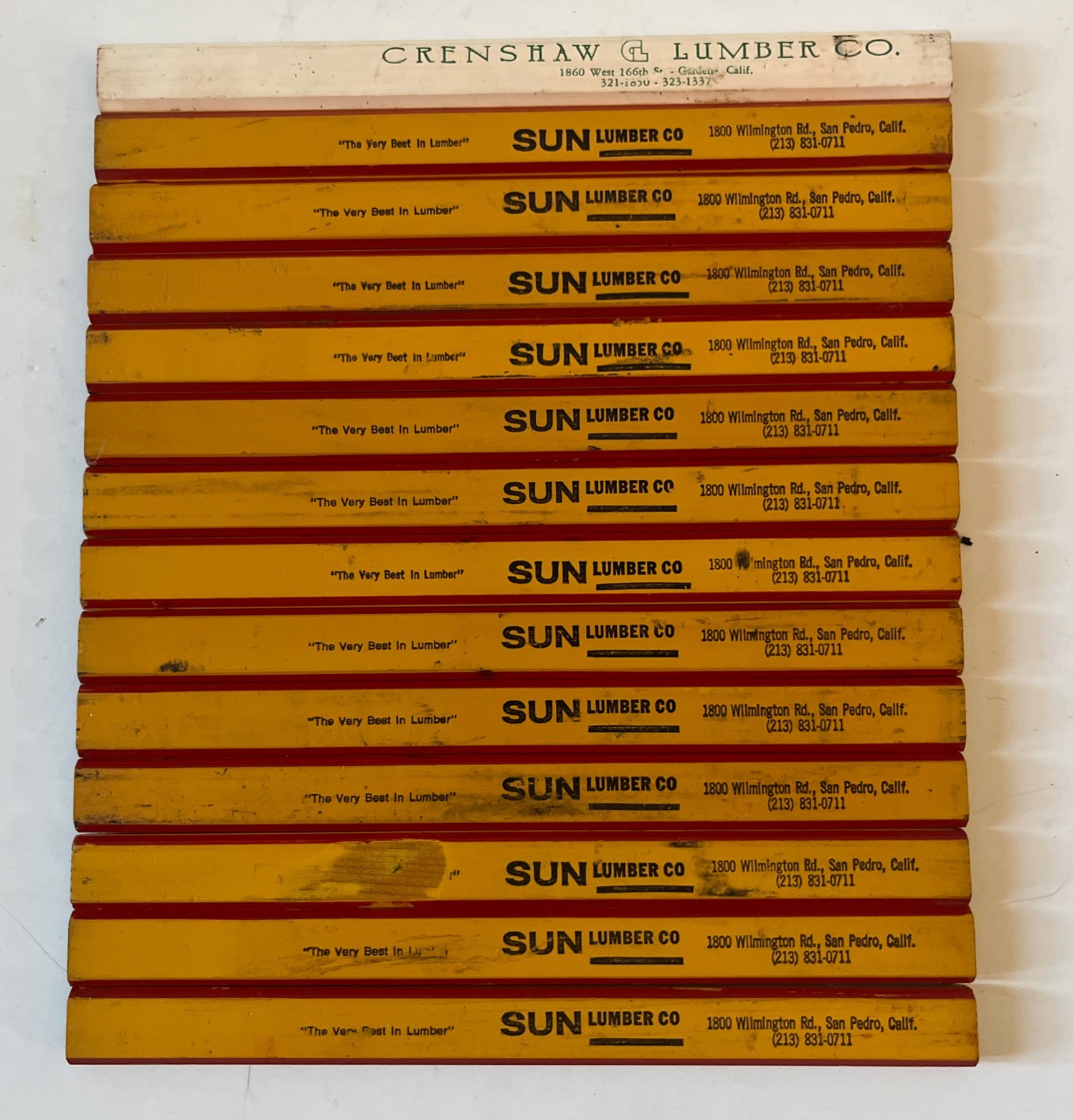 14 Flat Advertising Pencils 13 Sun & 1 Crenshaw Lumber Company