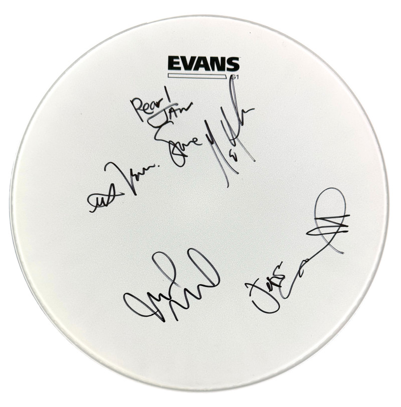 Pearl Jam Band Signed Autograph Drumhead - Eddie Vedder Jeff Matt Stone Mike PSA