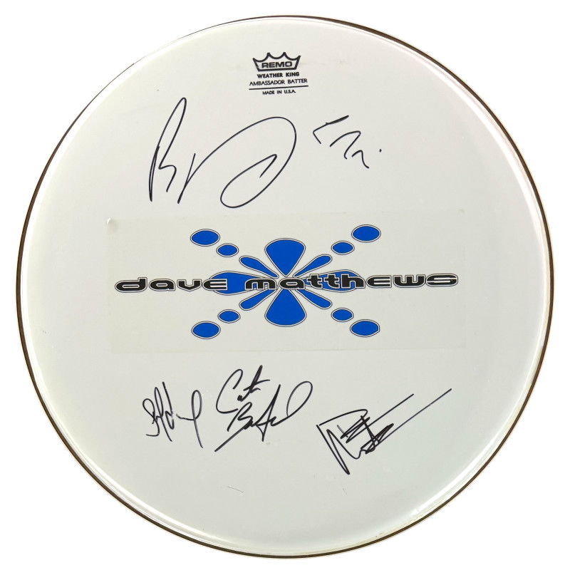 Dave Matthews Band Signed Autograph Drumhead LeRoi Moore Dave Boyd ++ w/ JSA COA