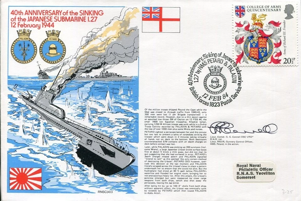 Lt Commander Gordon George Connell DSC WWII War HMS Petard Signed Autograph