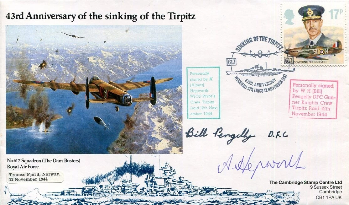 Albert Hepworth William Pengelly RAF WWII Tirpitz Sinking Signed Autograph
