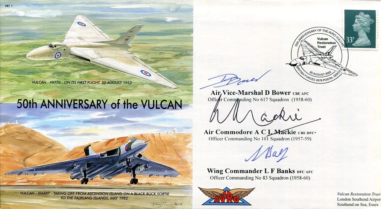 Air Vice-Marshal Douglas Bower Alastair Mackie Vulcan Anniversa Signed Autograph