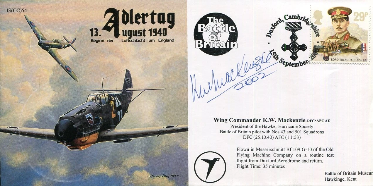 Kenneth Mackenzie RAF WWII War Ace Battle of Britain Signed Autograph