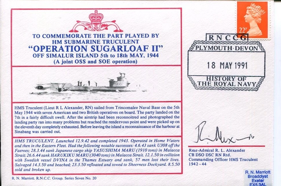 Admiral Robert Love Alexander WWII War HMS Truculent Submarine Signed Autograph