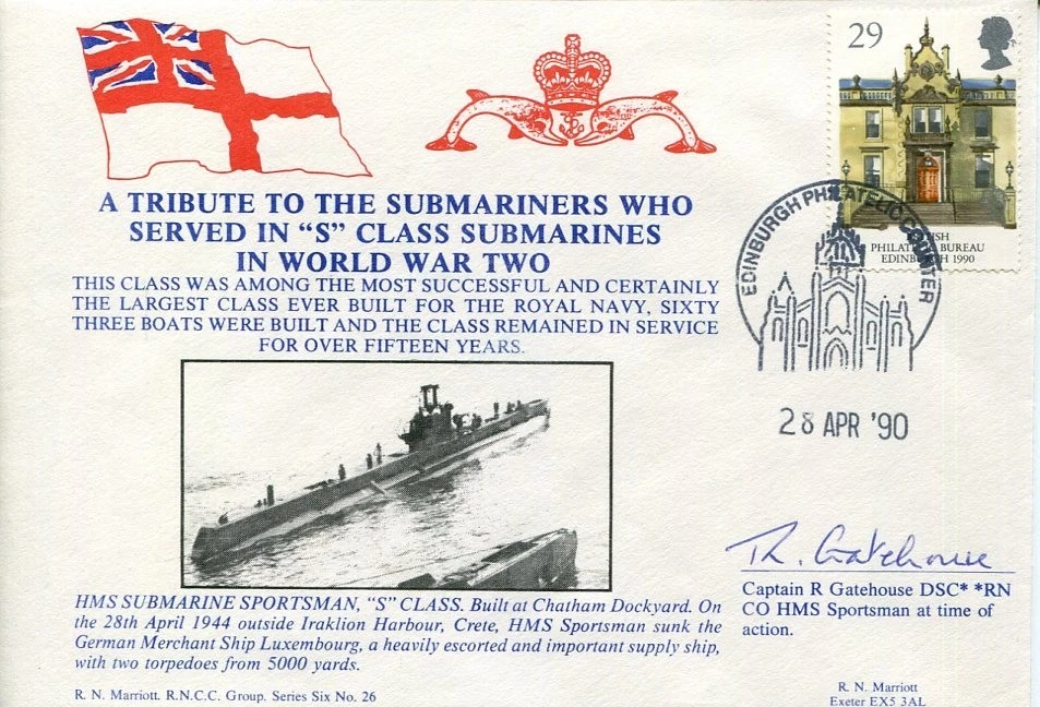 Captain Richard Gatehouse DSM WWII War HMS Sportsman Submarine Signed Autograph