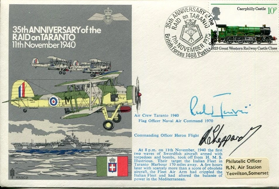 Admiral Richard Janvrin Peter Sheppard WWII War Raid On Taranto Signed Autograph