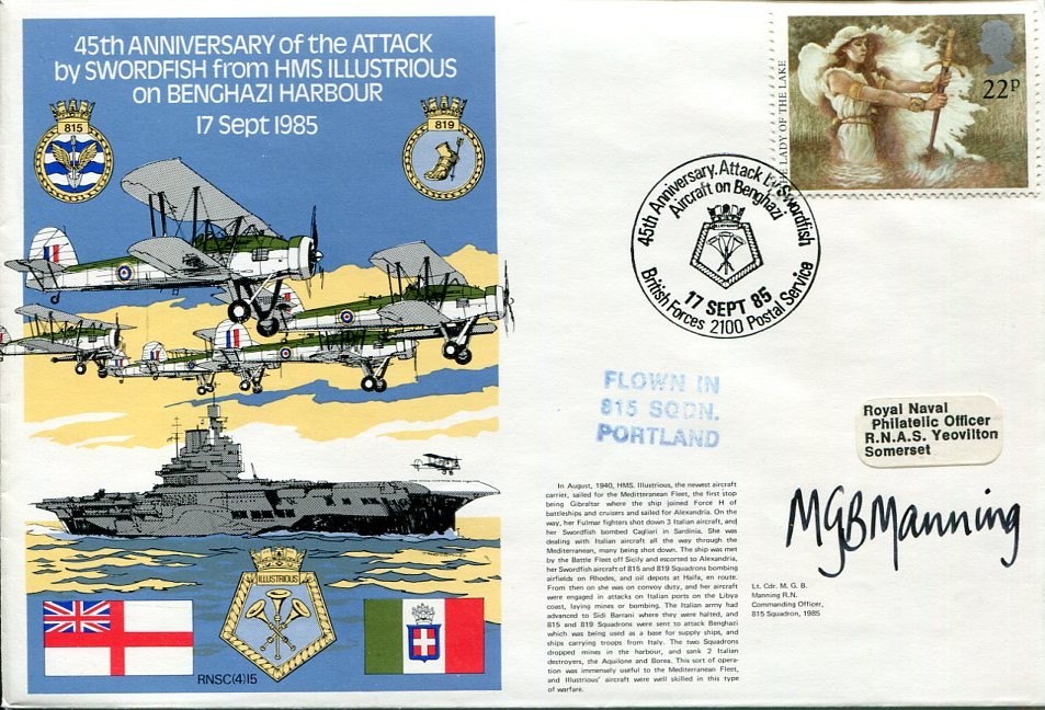 Lt Cdr M G B Manning WWII War HMS Illustrious Swordfish Attack Signed Autograph
