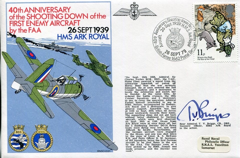 Rear Admiral T V Briggs Royal Navy HMS Ark Royal WWII War Signed Autograph