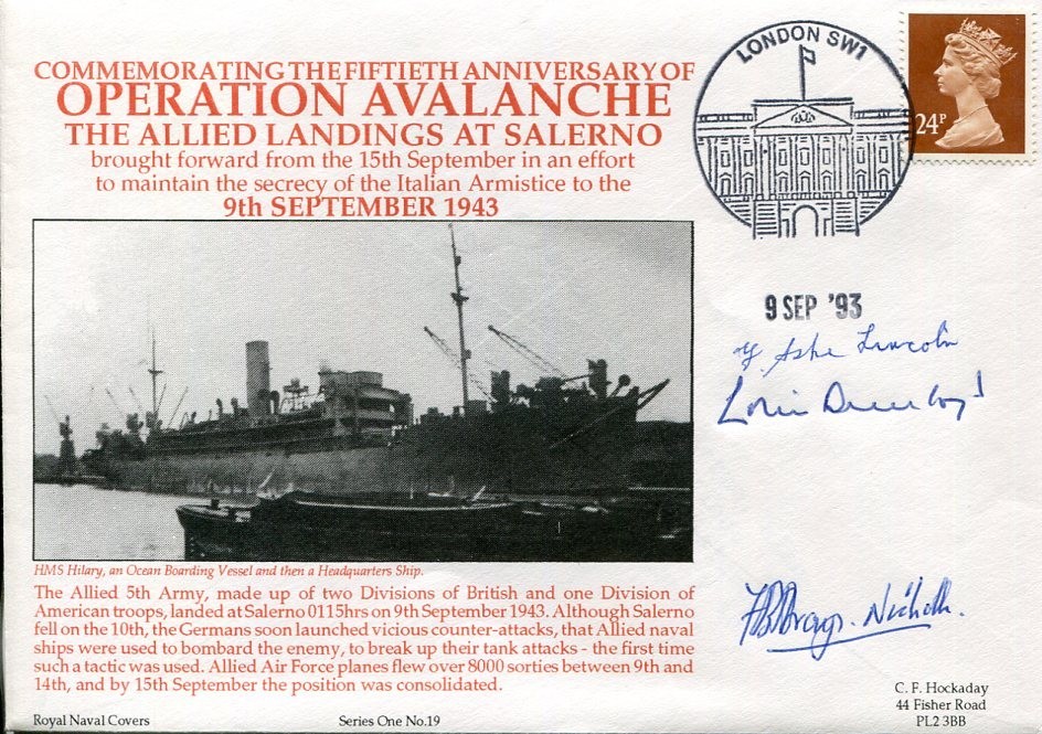 Ashe Lincoln Admiral CCH Dunlop F B P Brayne-Nicholls WWII War Signed Autograph