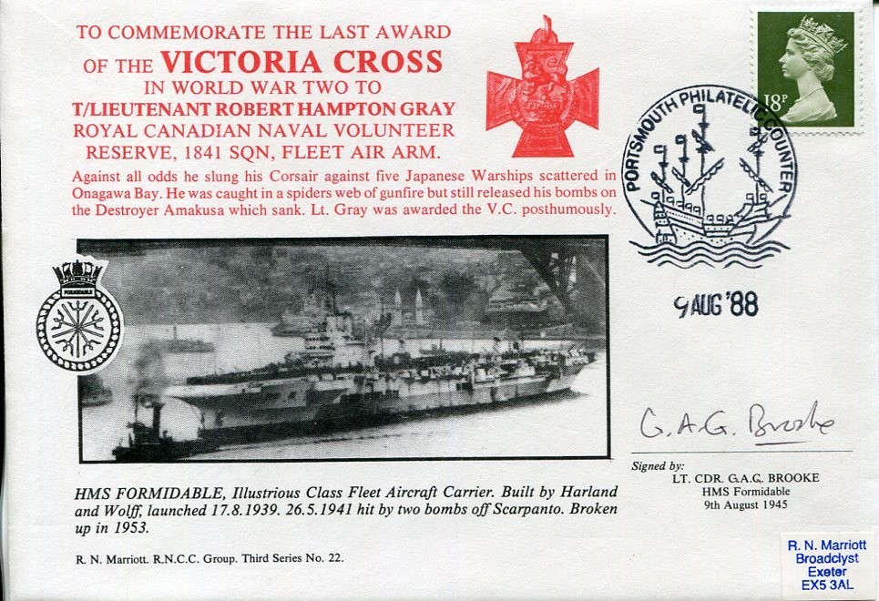 Lt Cdr Geoffrey A. G. Brooke HMS Formidable WWII War Signed Autograph