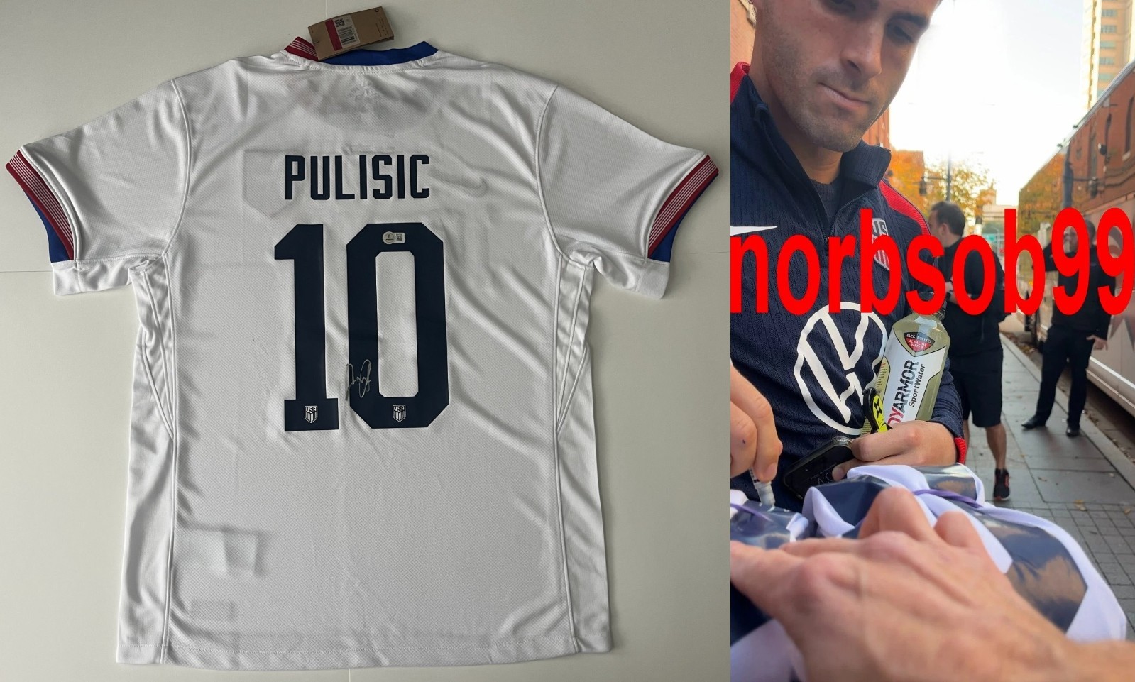 CHRISTIAN PULISIC SIGNED USMNT TEAM USA JERSEY w/EXACT VIDEO PROOF & BECKETT COA