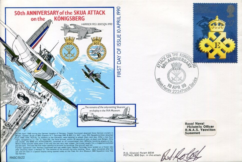 R. S. Dickie Rolph WWII War 800 Sqn Skua Attack On Konigsberg Signed Autograph