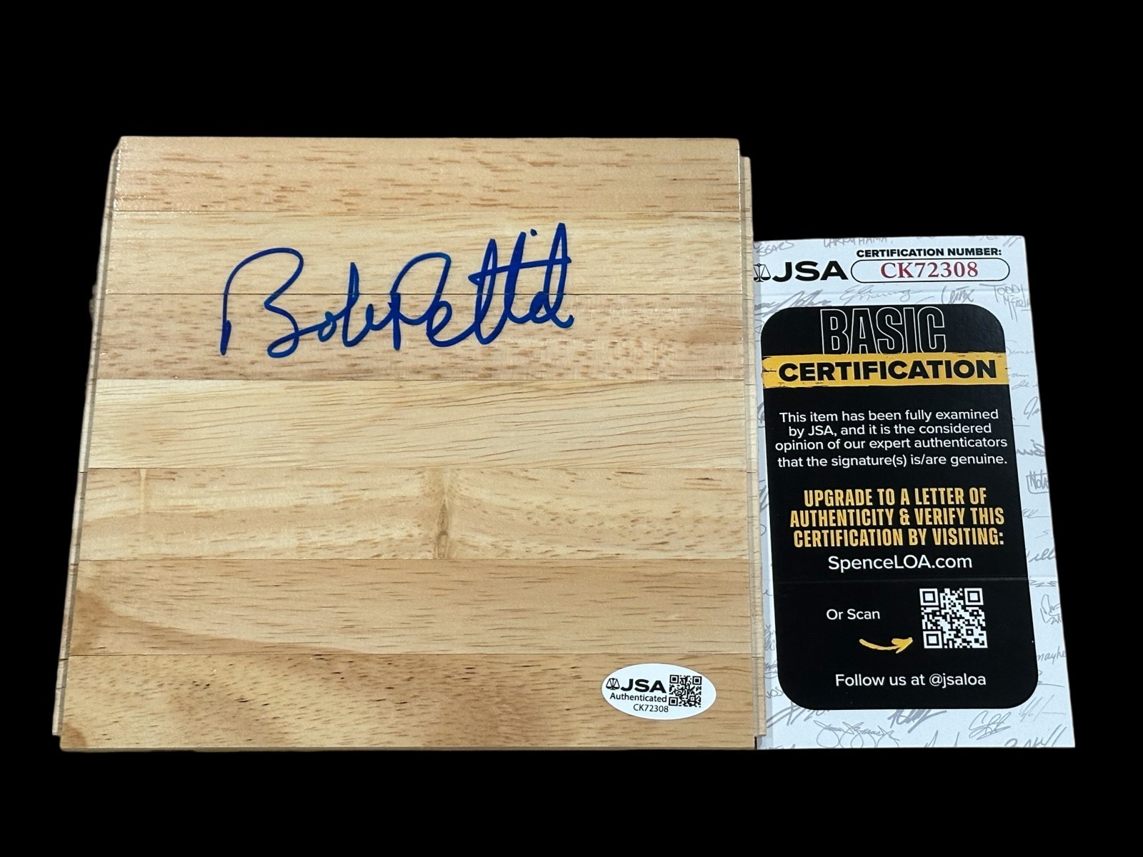 Bob Pettit LSU Milwaukee St Louis Hawks HOF MVP Signed Autograph Floorboard JSA