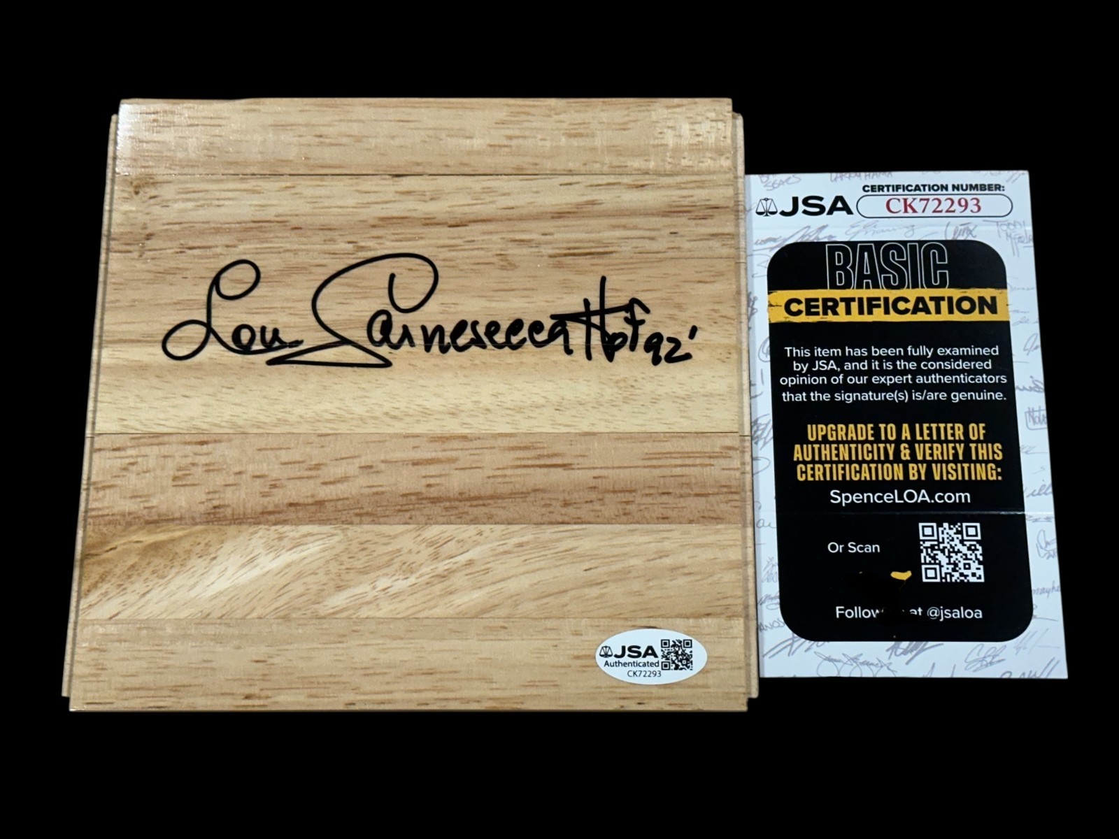 Lou Carnesecca New York Nets St. John's HOF Signed Autograph Floorboard JSA
