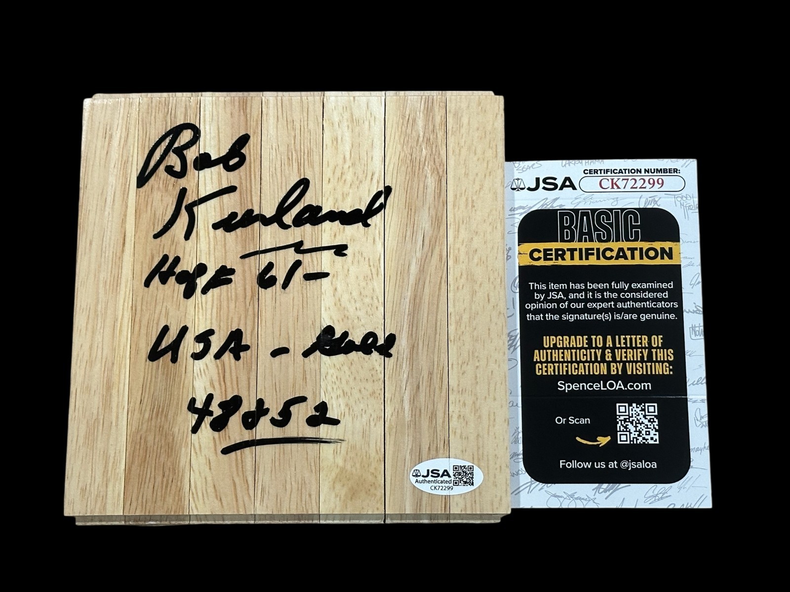 Bob Kurland 2x Olympic Gold Oklahoma State HOF Signed Autograph Floorboard JSA