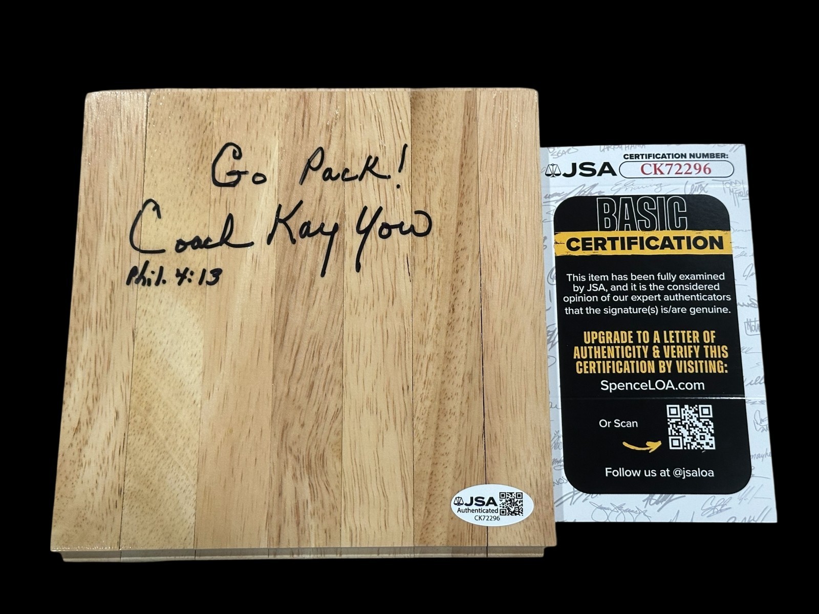 Kay Yow Olympic Gold NC State Wolfpack HOF Signed Autograph Floorboard JSA