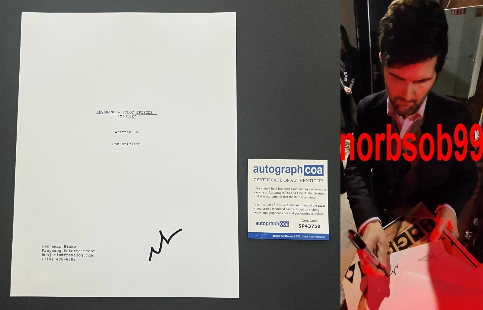 ADAM SCOTT SIGNED AUTOGRAPH SEVERANCE 54 PAGE PILOT SCRIPT w/EXACT PROOF & COA