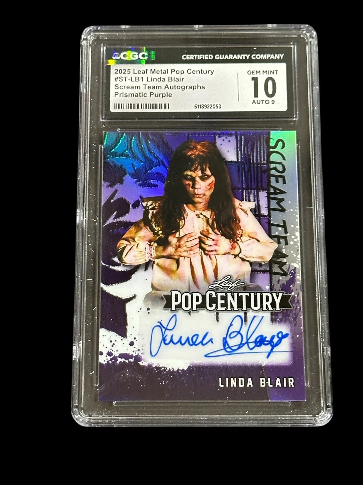 Linda Blair The Exorcist Leaf Metal Pop Century Purple Signed Autograph CGC 10