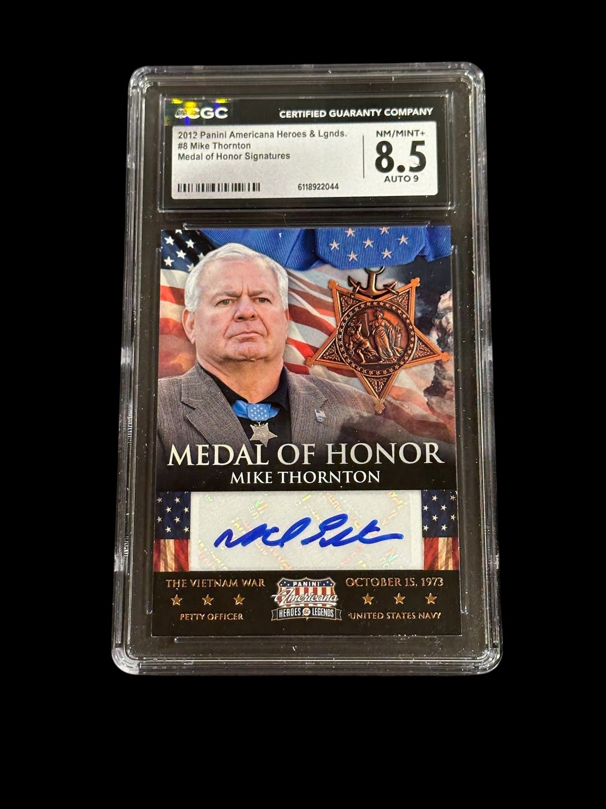 Mike Thornton Medal Of Honor 2012 Panini Heroes Legends Signed Autograph CGC 8.5