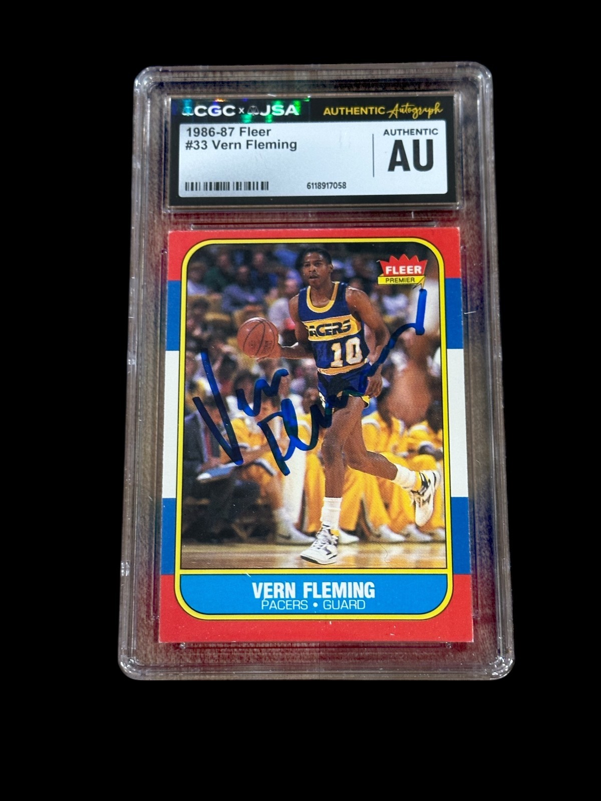 Vern Fleming 1986-87 Fleer Indiana Pacers Georgia Signed Autograph Card CGC JSA