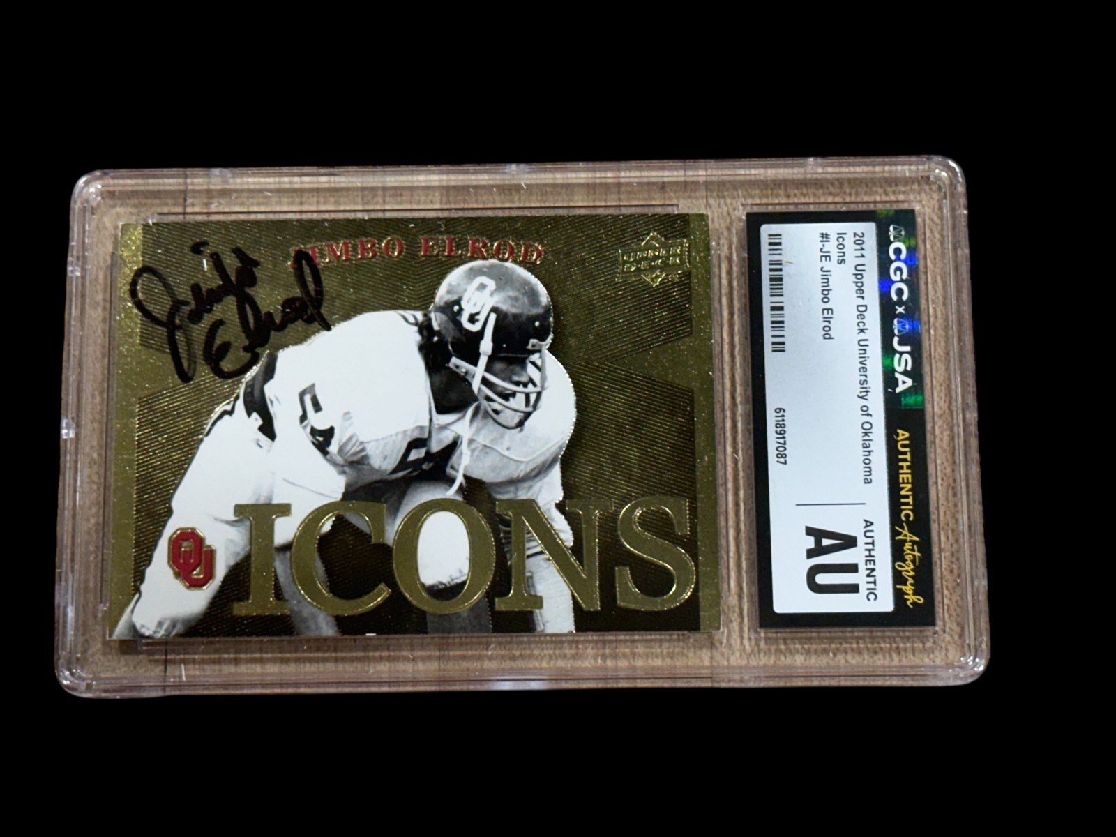 Jimbo Elrod 2011 Upper Deck Oklahoma OU ICONS Rare Signed Autograph CGC JSA Slab