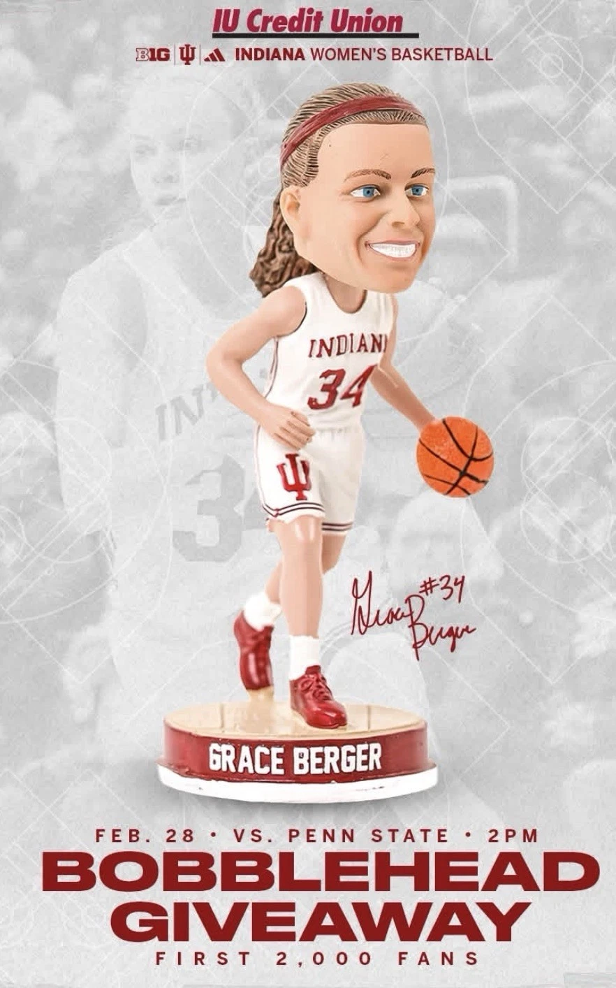 Grace Berger BOBBLEHEAD New In box Limited 2000 Indiana Hoosiers Sga 2/28/26