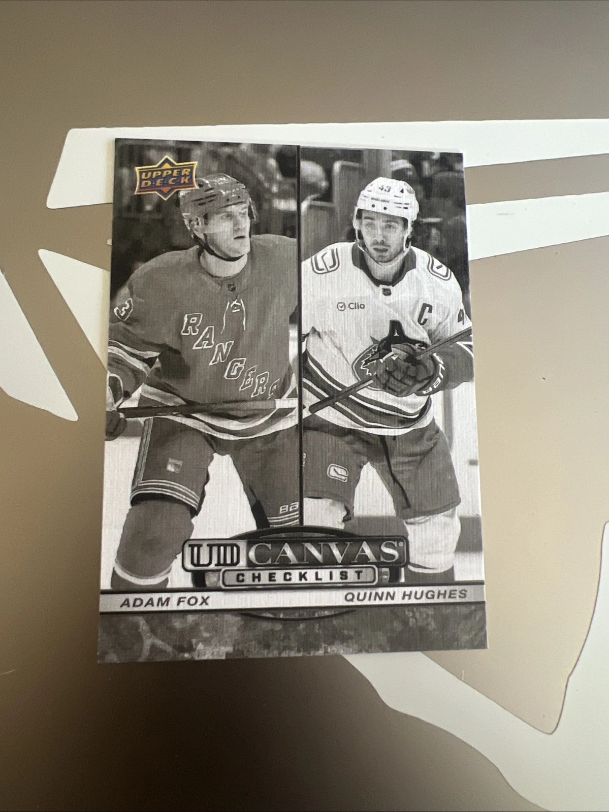 Adam Fox Quinn Hughes 2025-26 Upper Deck UD Black & White Canvas Checklist C-210