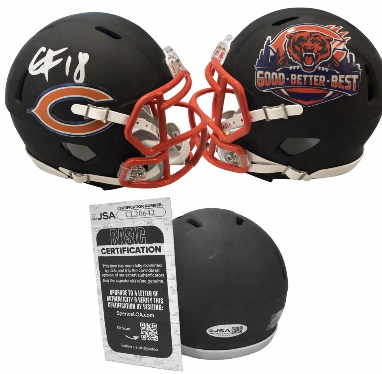 CALEB WILLIAMS signed (CHICAGO BEARS) Good Better Best Mini helmet JSA CL20642