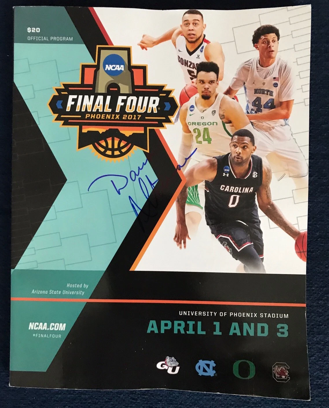 Dana Altman signed 2017 NCAA Final Four Basketball Program Oregon *water Damage