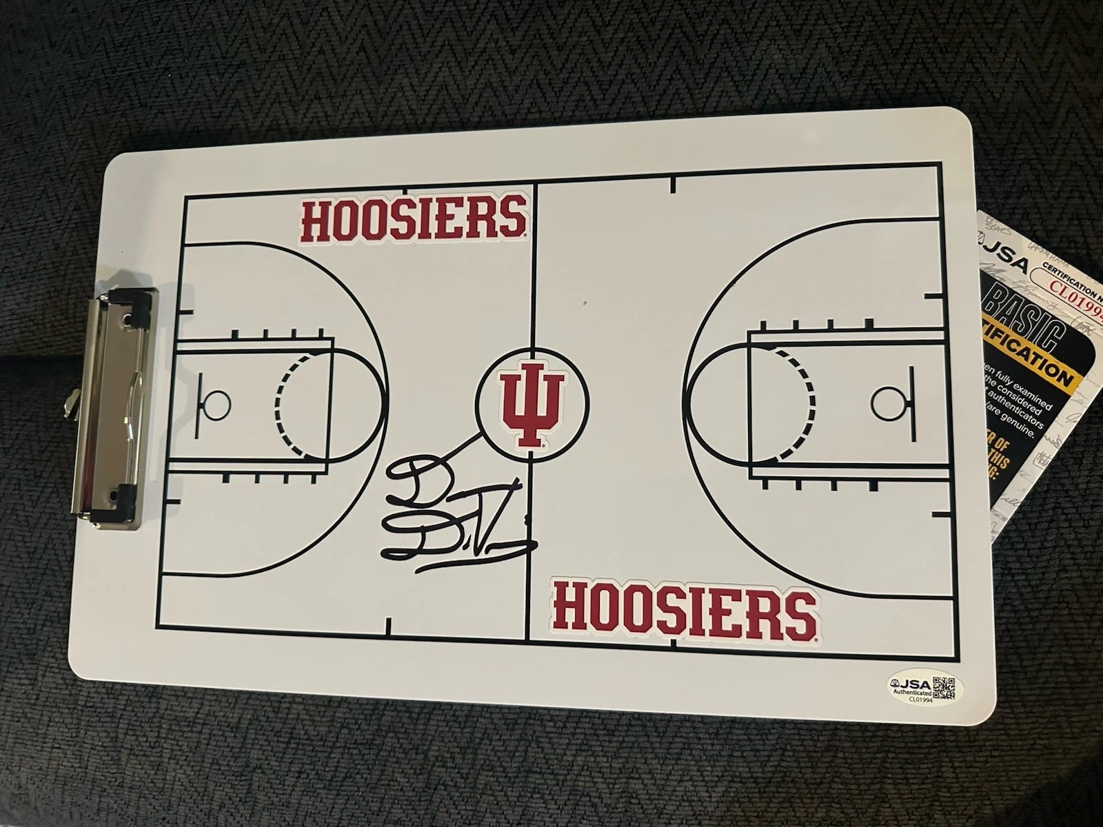 Coach Darian DeVries Signed Clip Board JSA Authentication COA Hoosiers Indiana