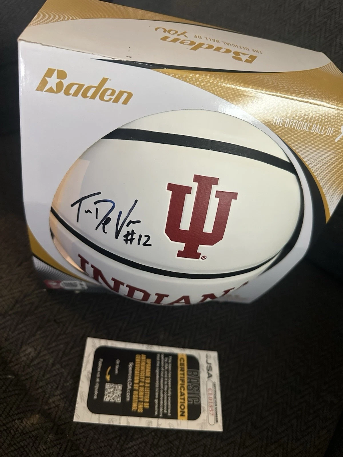 Tucker DeVries Signed Basketball 29.5 IU Hoosiers JSA Authentication COA