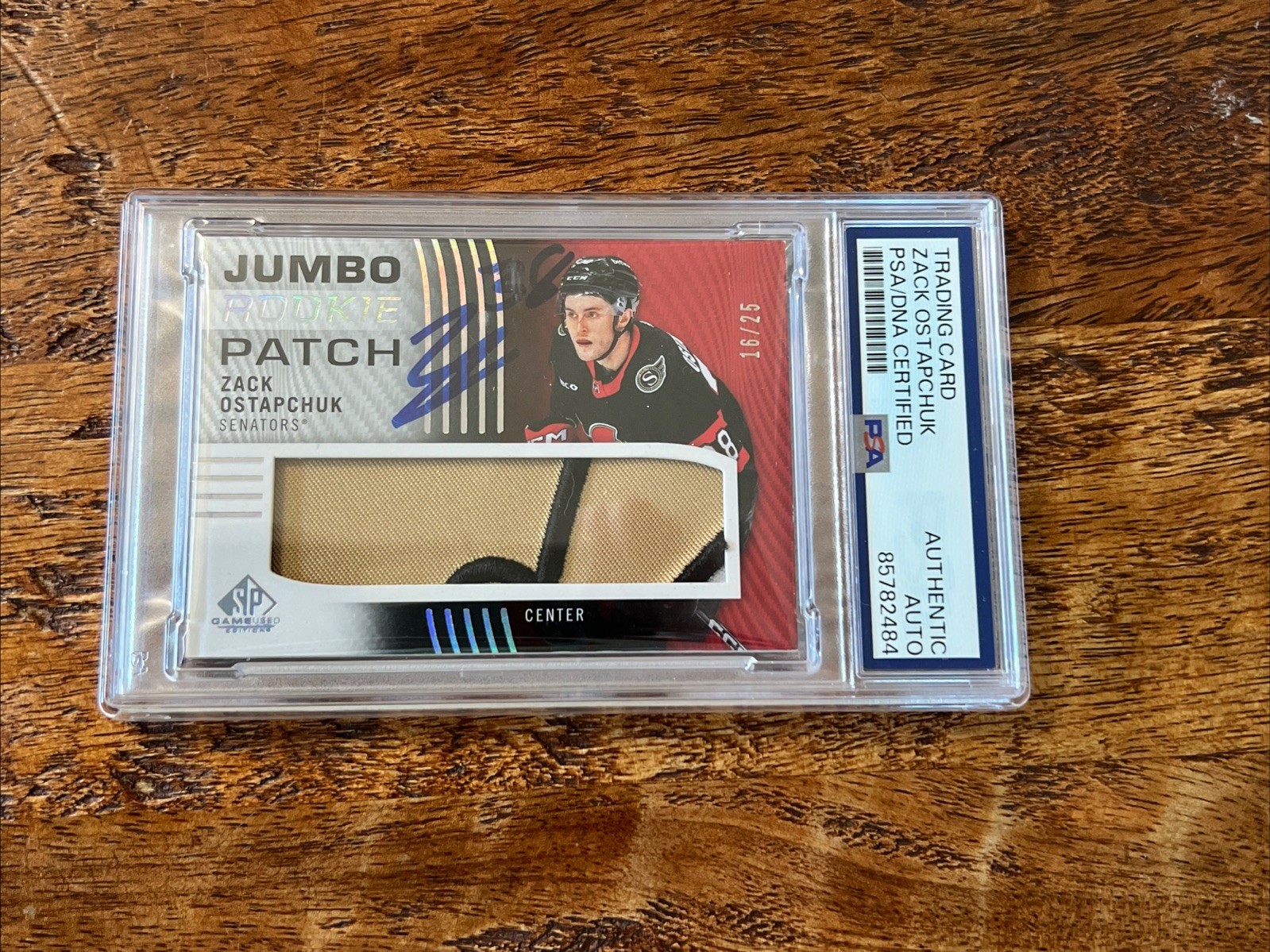 Zack Ostapchuk IP Signed SP Game Used Patch RC Card Psa Dna Slab Senators Auto