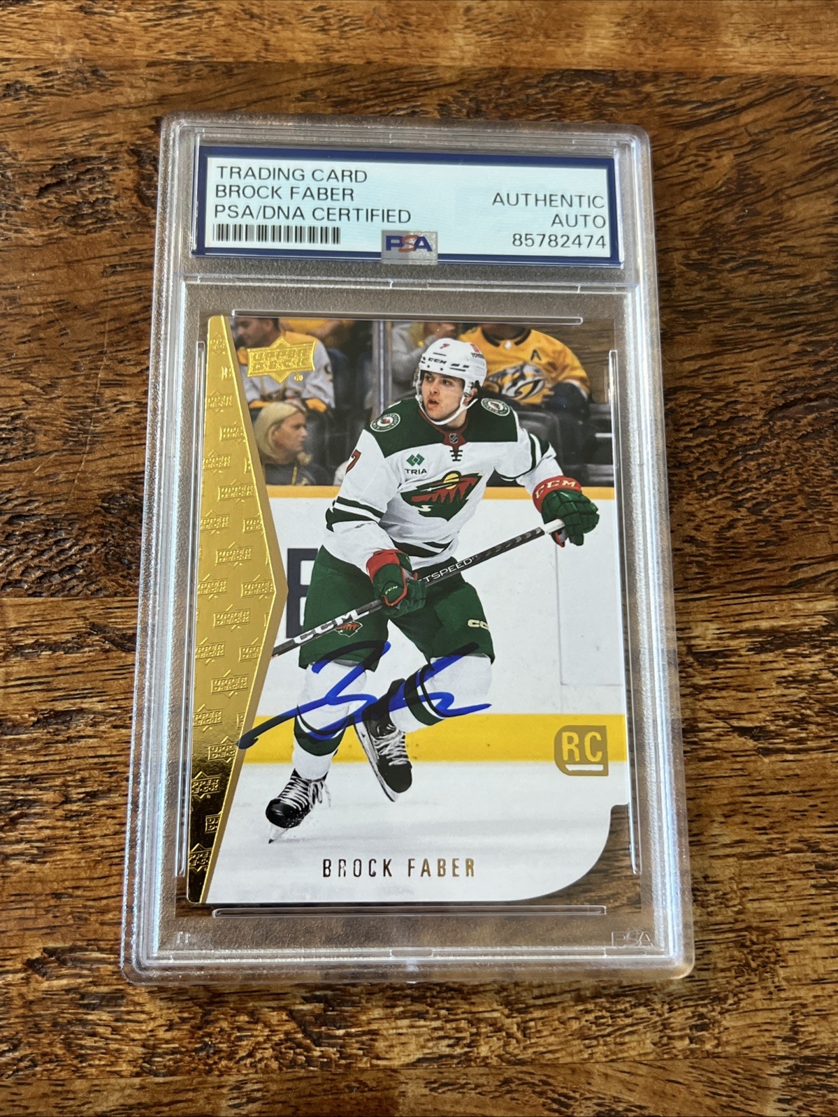 Brock Faber IP Signed Upper Deck Rookie Card Psa Dna Coa Slab Wild Autographed