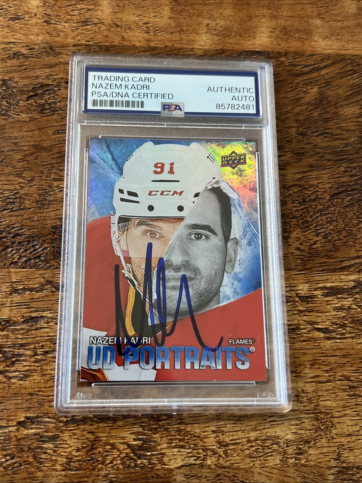 Nazem Kadri IP Signed Upper Deck Card PSA DNA Coa Slab Flames Autographed