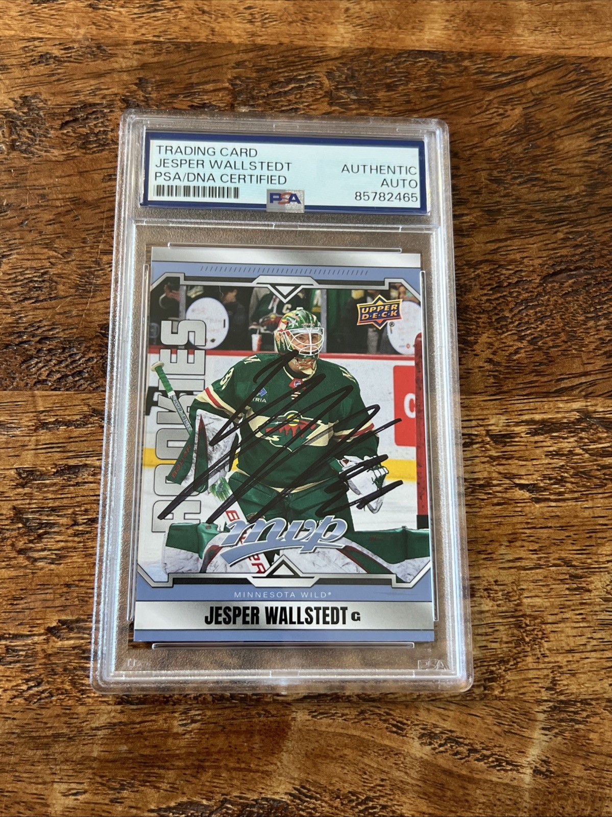 Jesper Wallstedt IP Signed Upper Deck MVP RC Card Psa Dna Slab Wild Autographed