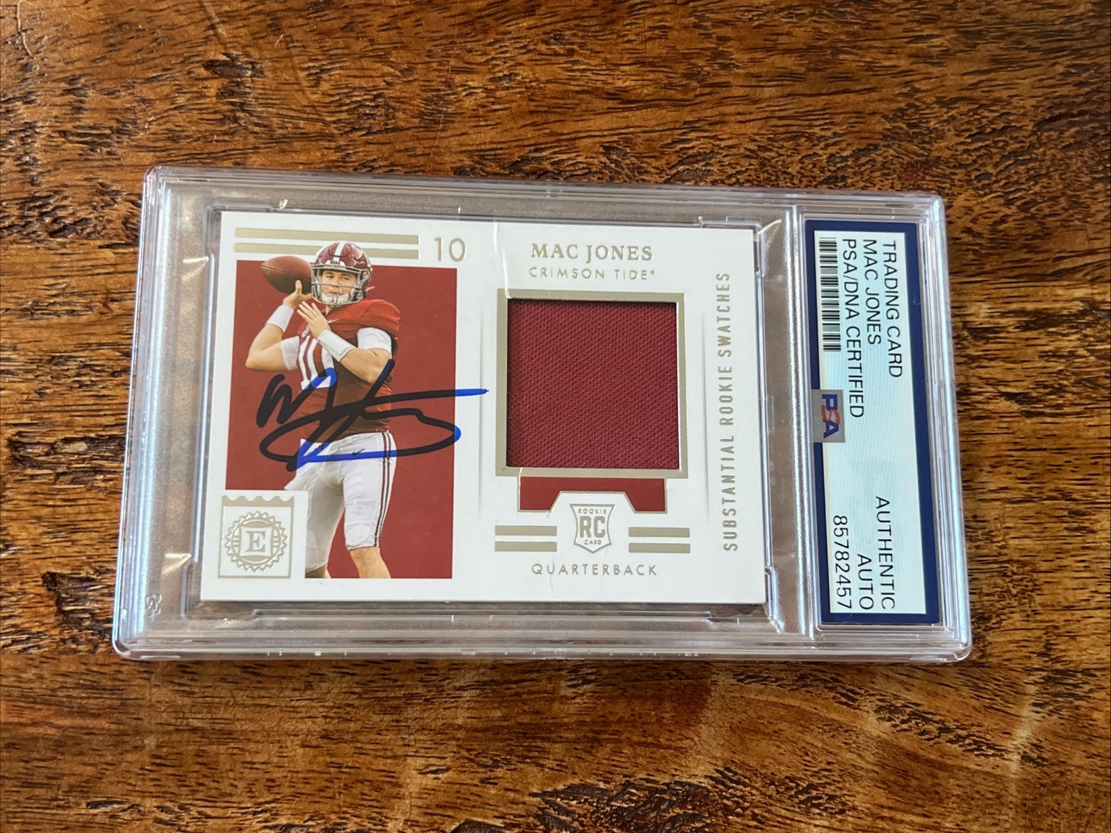 Mac Jones IP Signed Panini Game Jersey RC Card PSA DNA Slab Alabama Autographed