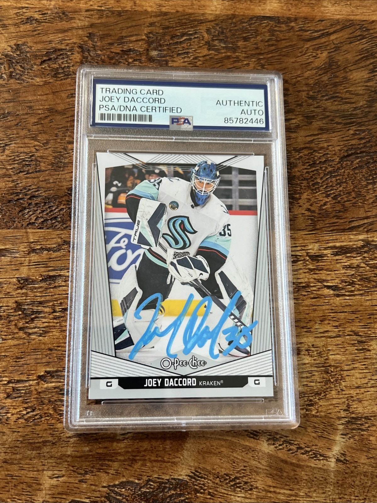 Joey Daccord IP Signed O Pee Chee Card Psa Dna Coa Slab Kraken Autographed