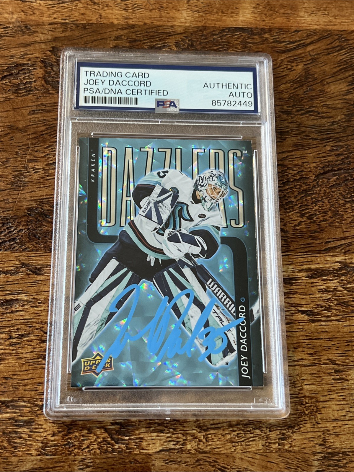 Joey Daccord IP Signed UD Dazzlers Card Psa Dna Coa Slab Kraken Autographed